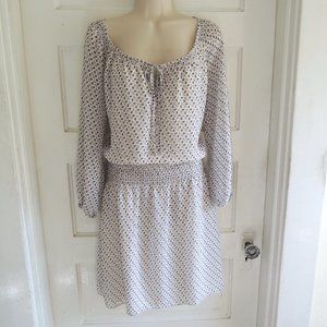 Max Studio Blue & White Dot Print Blouson Dress S